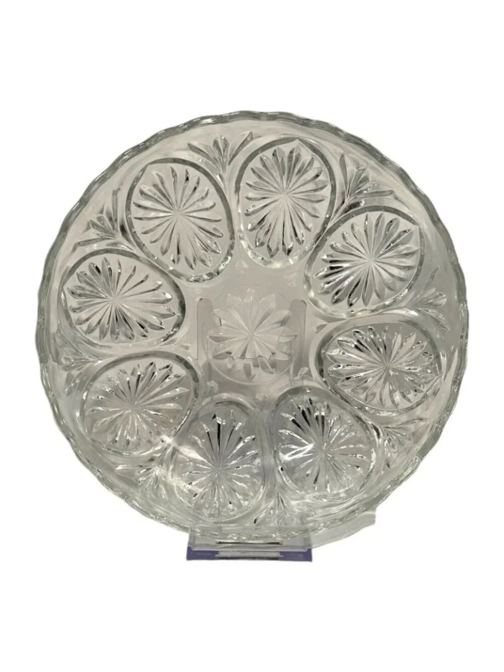 Indiana Glass Bowl Clear Pressed Starburst Pattern With Scalloped Rim 8